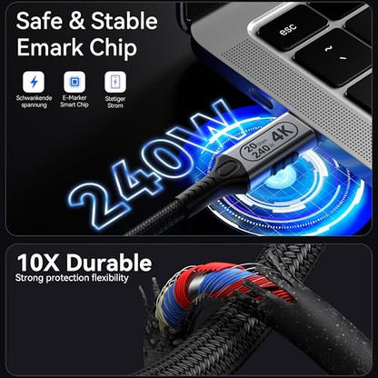 BAWIOFIAU 10ft USB-C to USB-C Cable – Close-up Detail