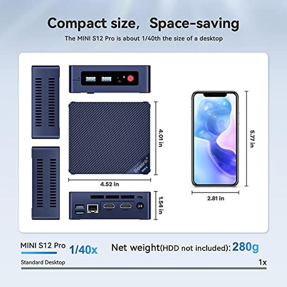 Dual Home PC: Beelink Mini S12 12th Gen Quad Core N95 – Side View