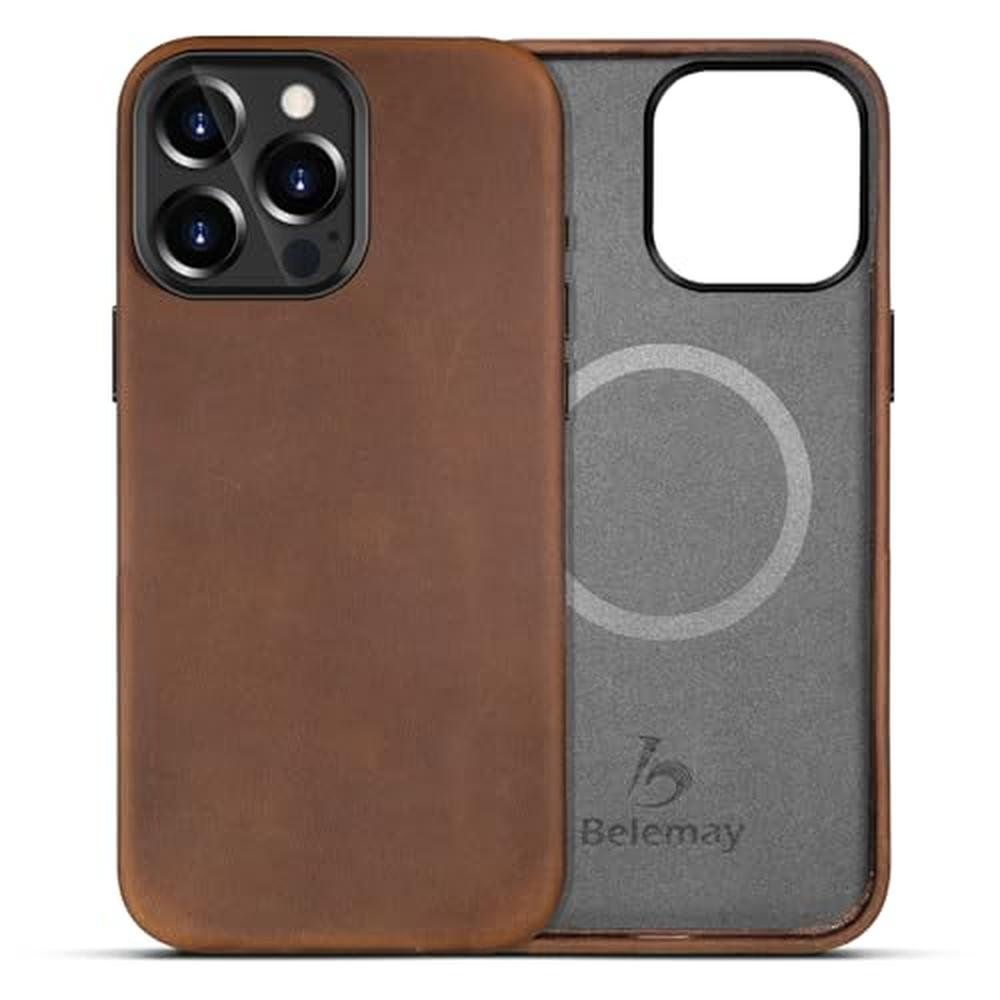 Leather Belemay: Belemay iPhone 15 Pro Max Case – Front View