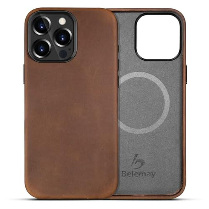 Leather Belemay: Belemay iPhone 15 Pro Max Case – Front View