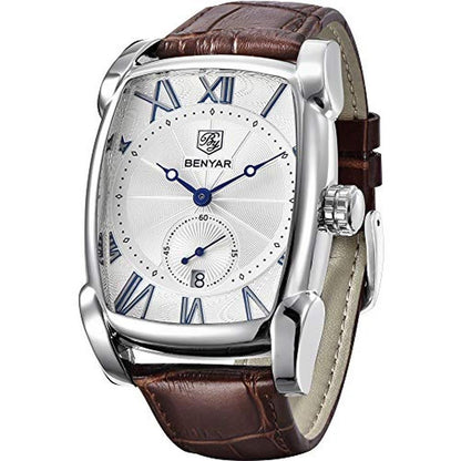 Men's Benyar Watch: Benyar Rectangle Wrist Watch with – Front View