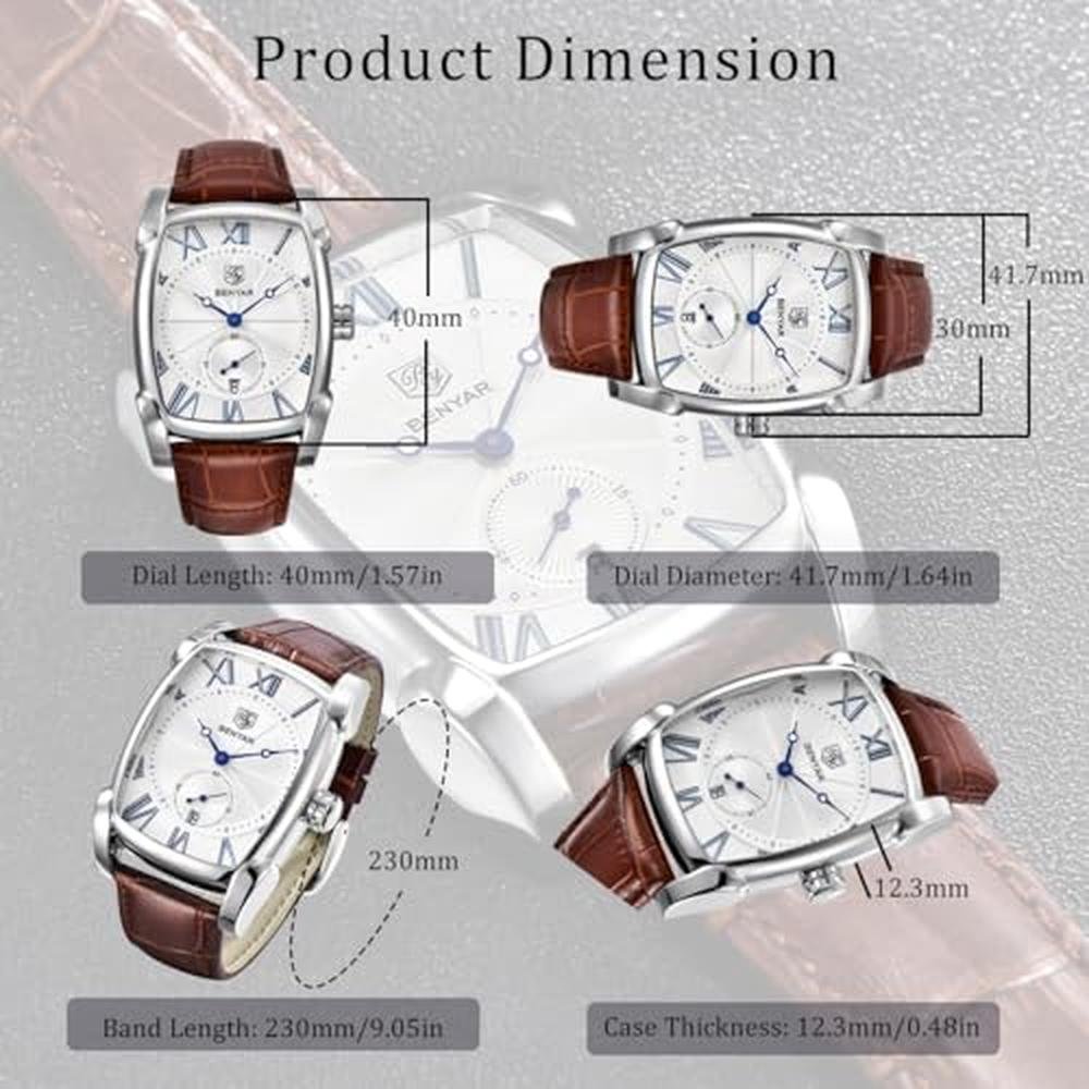 Men's Benyar Watch: Benyar Rectangle Wrist Watch with – In Use
