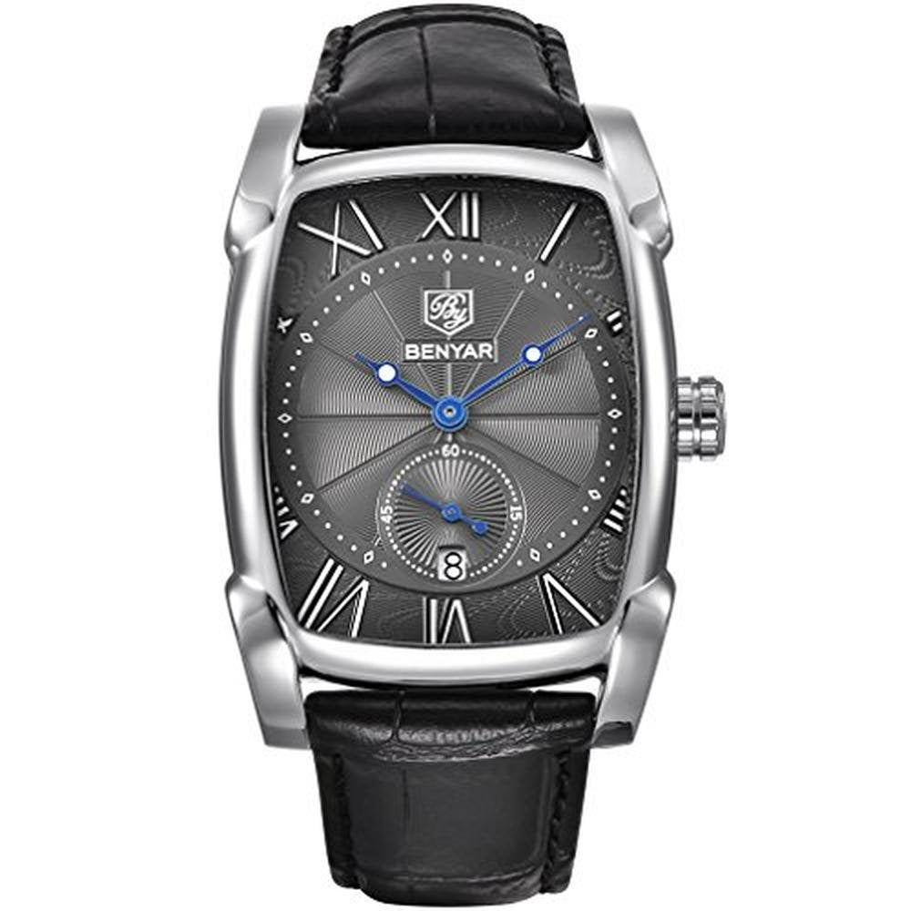 BENYAR Waterproof Watch: Classic Rectangle Case Vintage – Front View