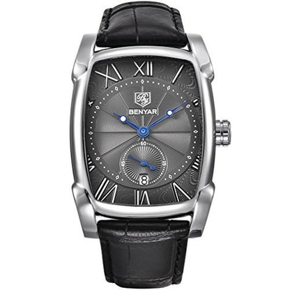 BENYAR Waterproof Watch: Classic Rectangle Case Vintage – Front View