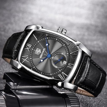BENYAR Waterproof Watch: Classic Rectangle Case Vintage – Side View