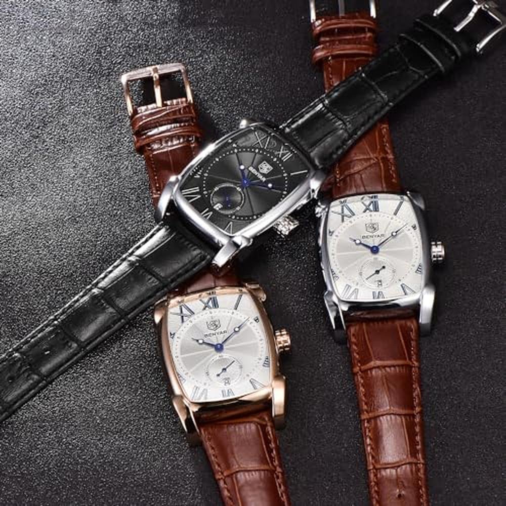 BENYAR Waterproof Watch: Classic Rectangle Case Vintage – Close-up Detail
