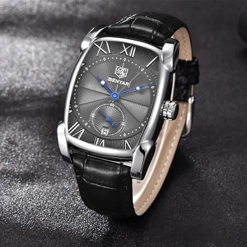 BENYAR Waterproof Watch: Classic Rectangle Case Vintage – In Use