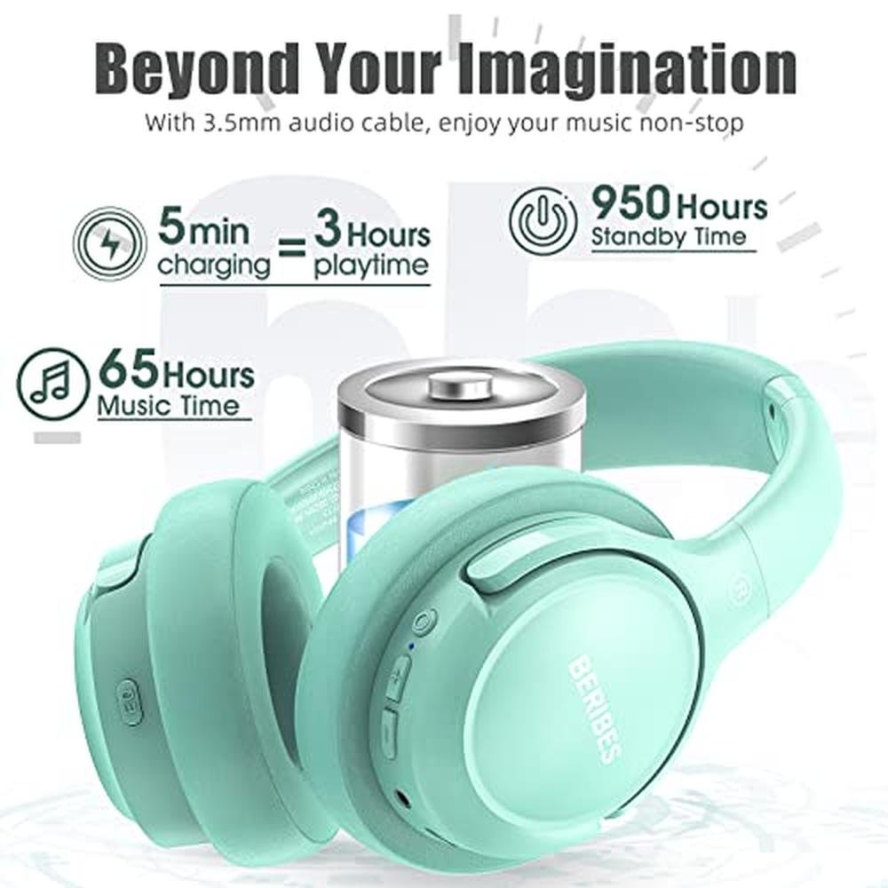 BERIBES Bluetooth Headphones Over Ear – Close-up Detail