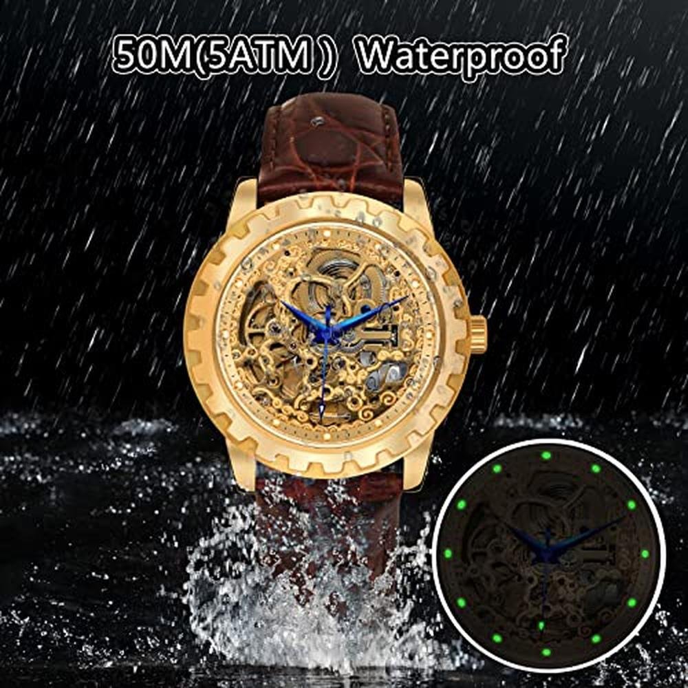 BERNY Gold Watches for Men: Automatic Mechanical Wristwatch – Close-up Detail