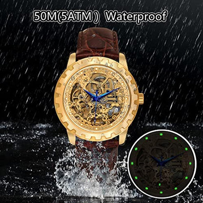 BERNY Gold Watches for Men: Automatic Mechanical Wristwatch – Close-up Detail
