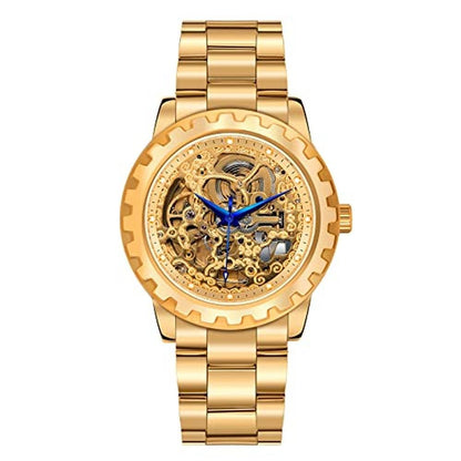 Gold BERNY Watches for Men: Automatic Mechanical Skeleton – Front View