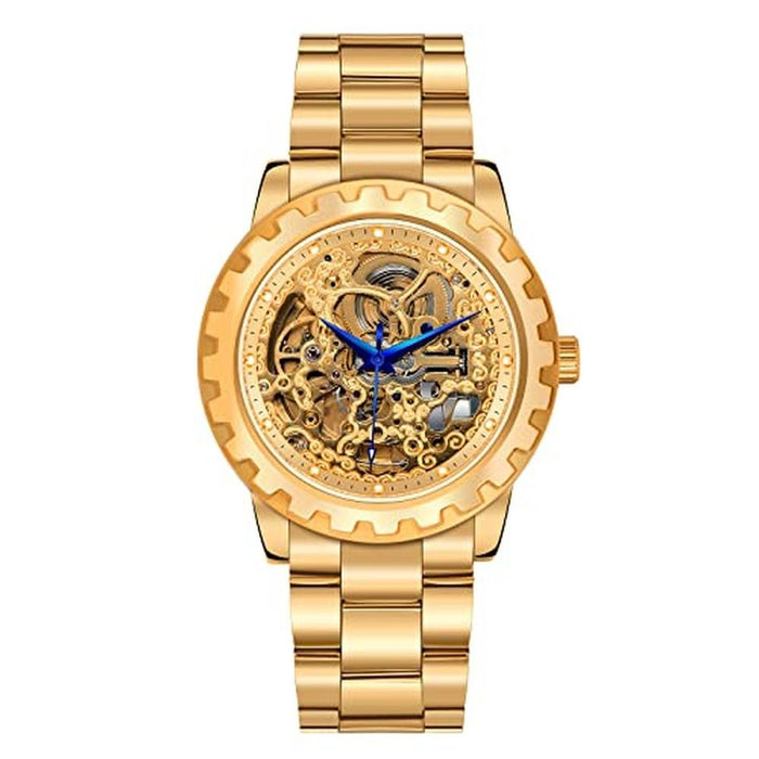 Gold BERNY Watches for Men: Automatic Mechanical Skeleton – Front View