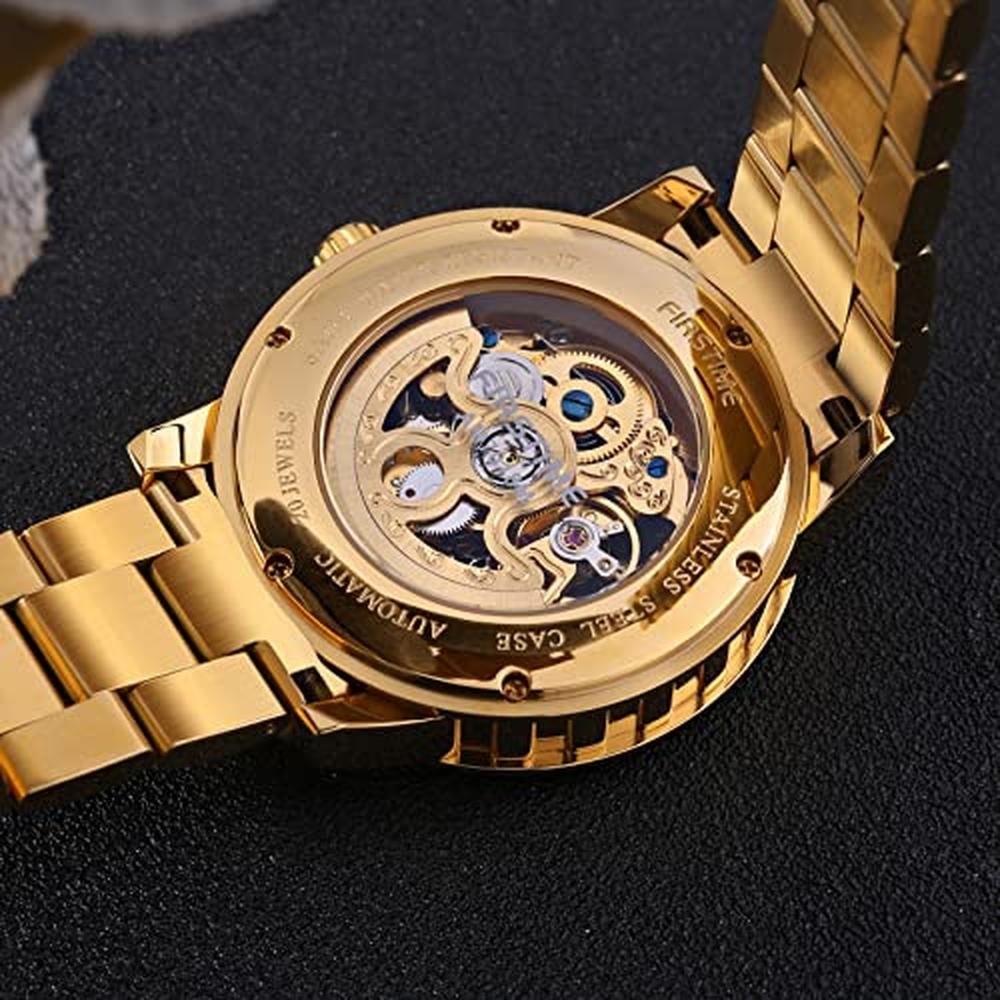 Gold BERNY Watches for Men: Automatic Mechanical Skeleton – In Use