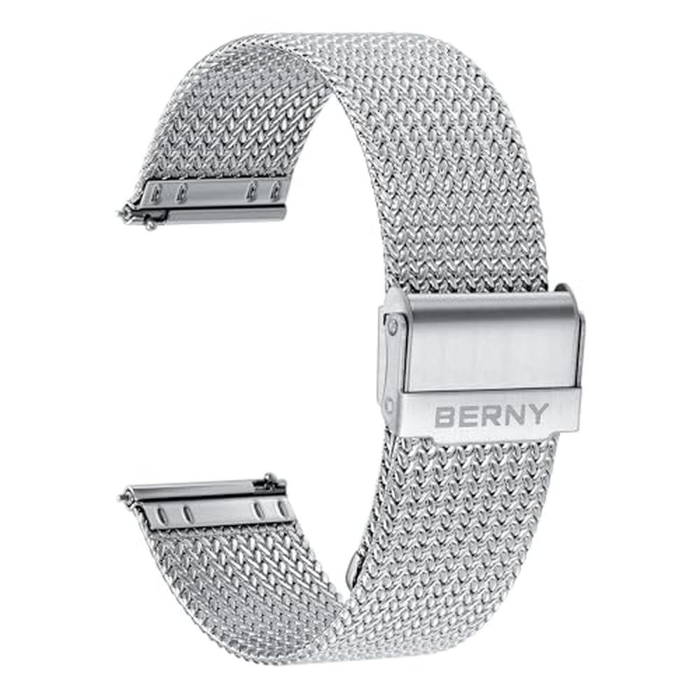 Watch Berny: Berny Stainless Steel Mesh Watch Band for Men – Front View
