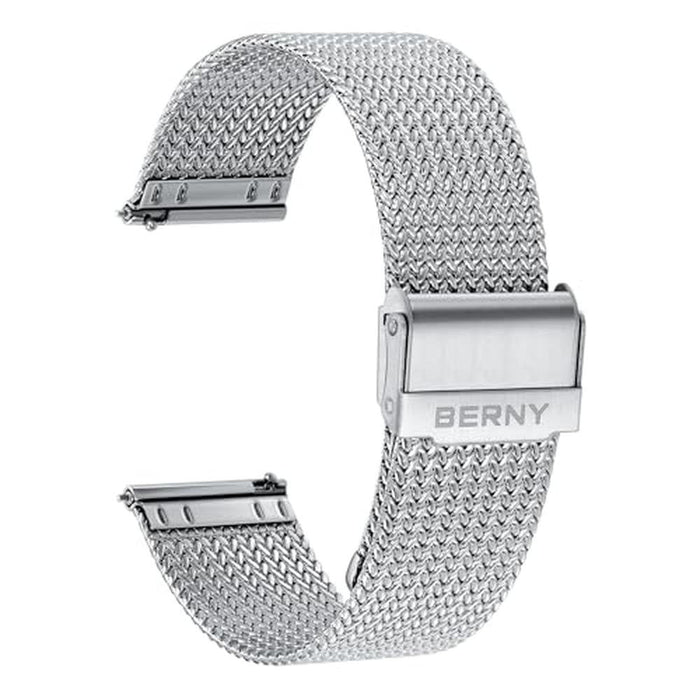 Watch Berny: Berny Stainless Steel Mesh Watch Band for Men – Front View