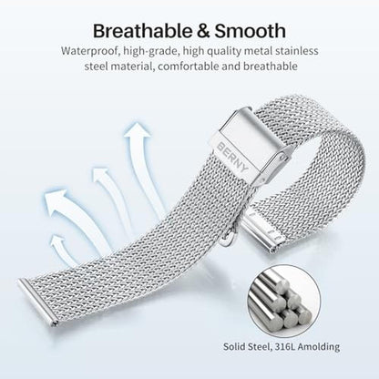 Watch Berny: Berny Stainless Steel Mesh Watch Band for Men – Side View