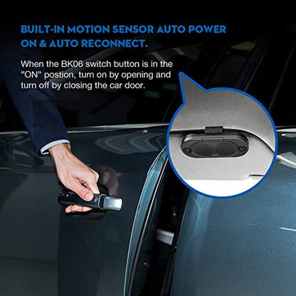Car Speakerphone: Besign BK06 Bluetooth 5.0 with Visor Clip – In Use