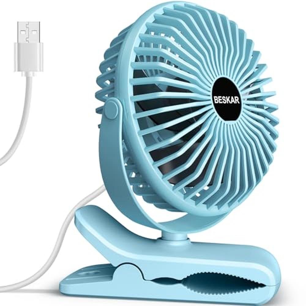 Fan Clip: BESKAR Clip on Fan Portable Small Desk Fans with – Front View