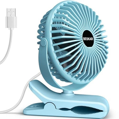 Fan Clip: BESKAR Clip on Fan Portable Small Desk Fans with – Front View