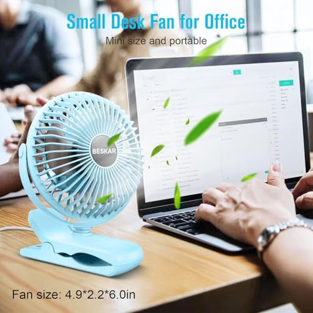 Fan Clip: BESKAR Clip on Fan Portable Small Desk Fans with – Side View