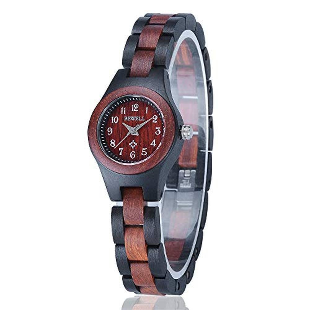 Bewell W123A: Handmade Natural Maple Wristwatch Analogue – Front View