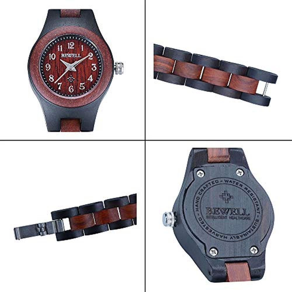 Bewell W123A: Handmade Natural Maple Wristwatch Analogue – Side View