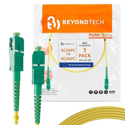 APC Fiber: BEYONDTECH 1m SC/APC to SC/APC Fiber Patch Cable – Front View