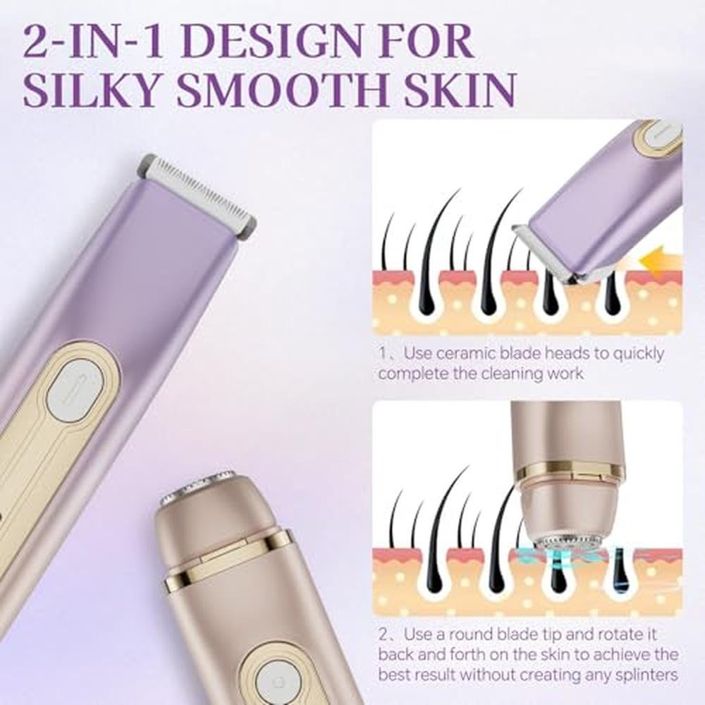 Trimmer Women: SilkGlow 2-in-1 Dual Head Electric Razor – Close-up Detail