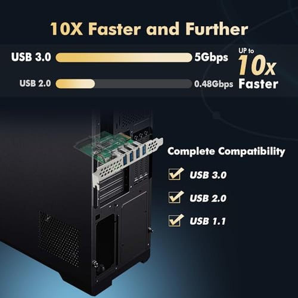 Binardat PCIE: 4 Ports USB 3.0 Expansion Card – Close-up Detail