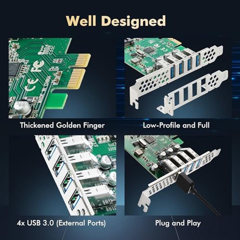 Binardat PCIE: 4 Ports USB 3.0 Expansion Card – Packaging