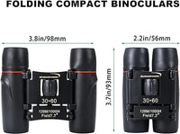 Aurosports 30x60 Compact Folding Binoculars Telescope for Adults Kids Bird Watching with Low Light Night Vision for Outdoor Birding, Travelling, Sightseeing, Hunting, etc