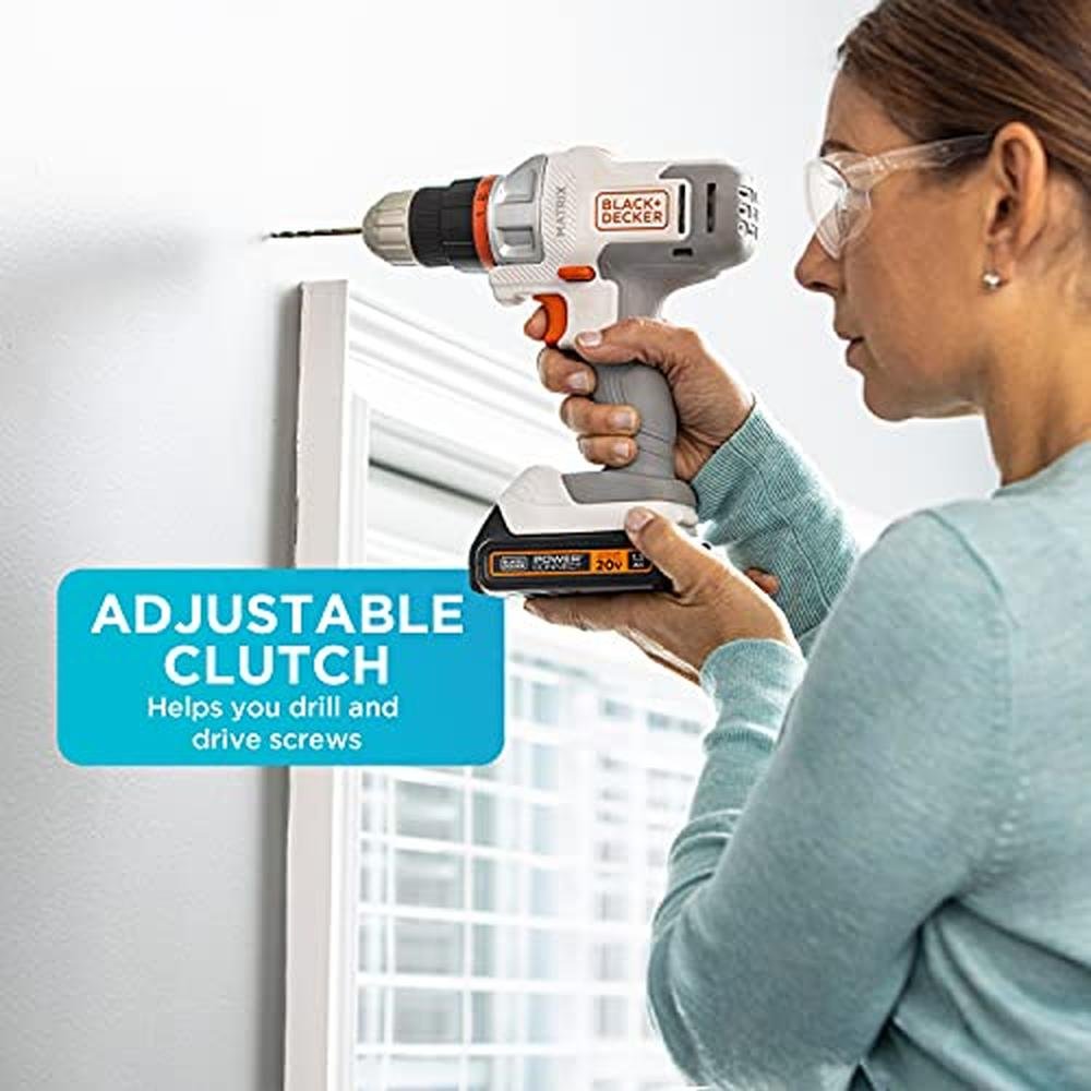 Black Decker 20V Max Matrix Cordless Drill Driver Kit White – In Use
