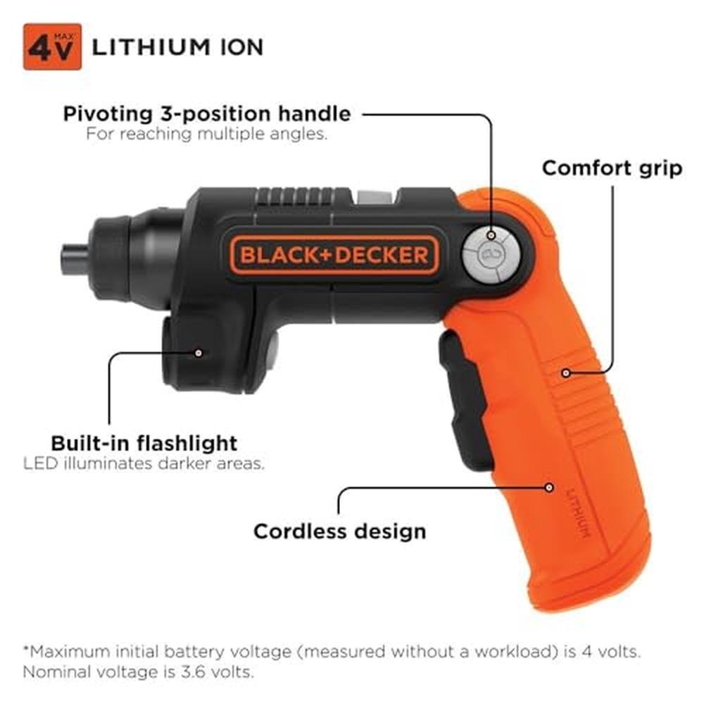 Screwdriver Black: Black Decker Cordless Screwdriver with – Packaging