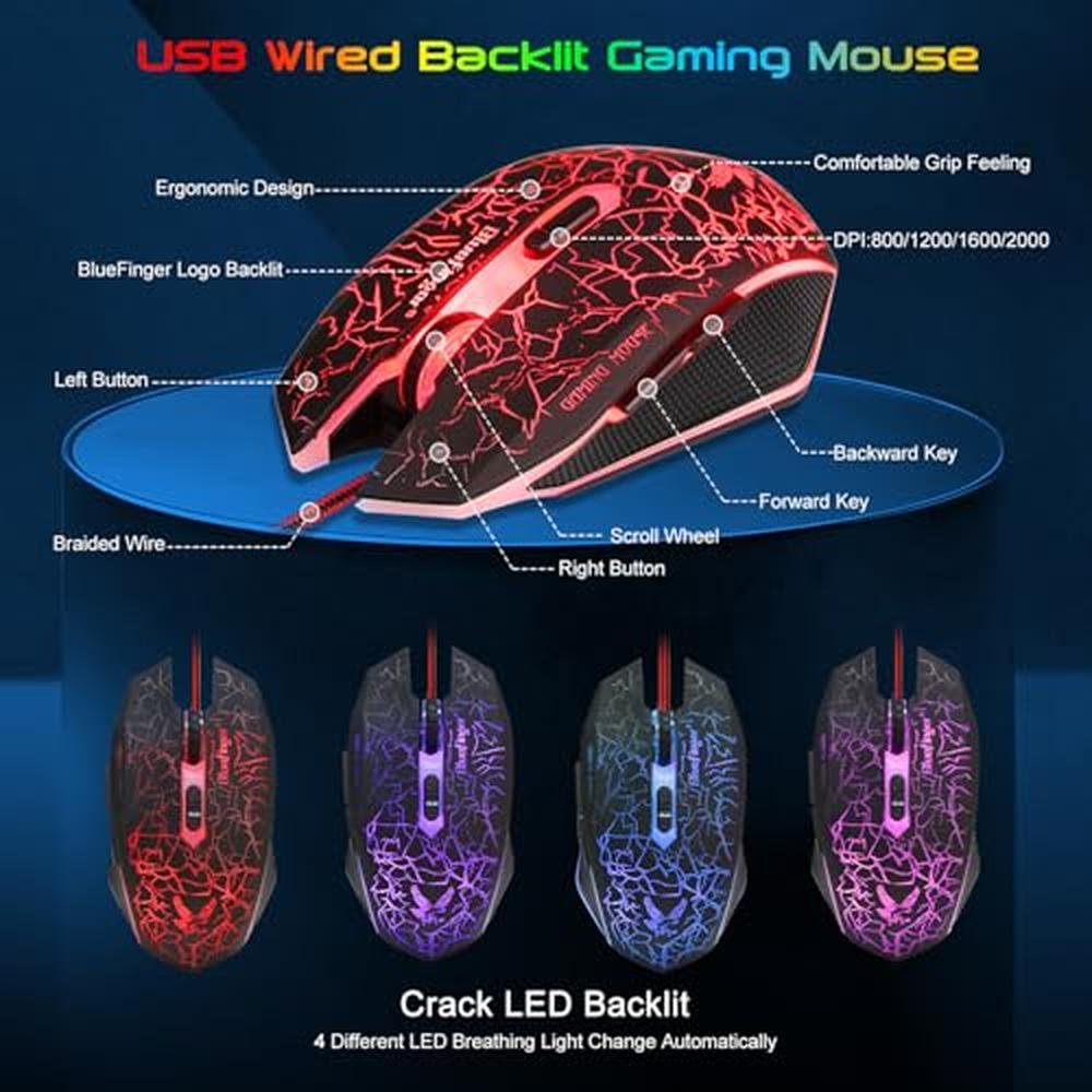Gaming Keyboard Mouse: Bluefinger Backlit Gaming Keyboard – Packaging
