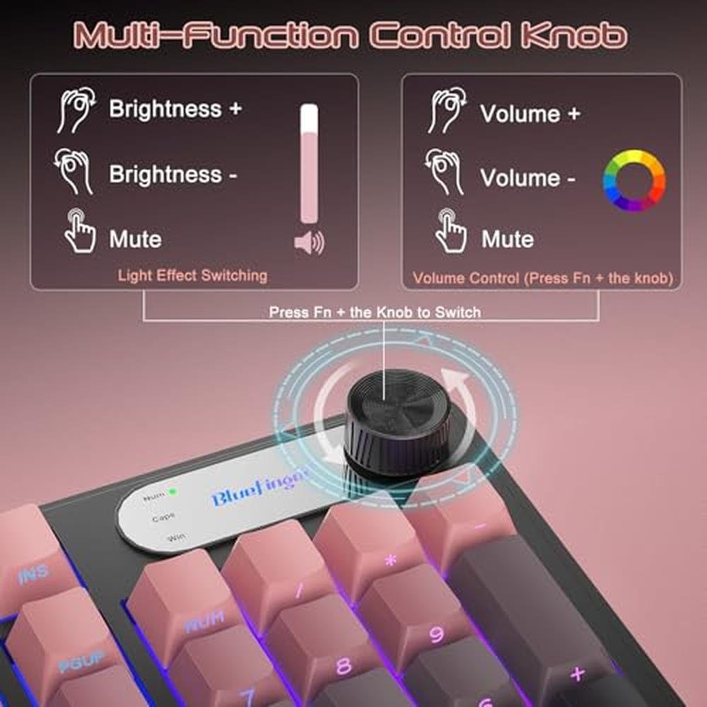 Keyboard BlueFinger: BlueFinger RGB Gaming Keyboard 98 Keys – Side View