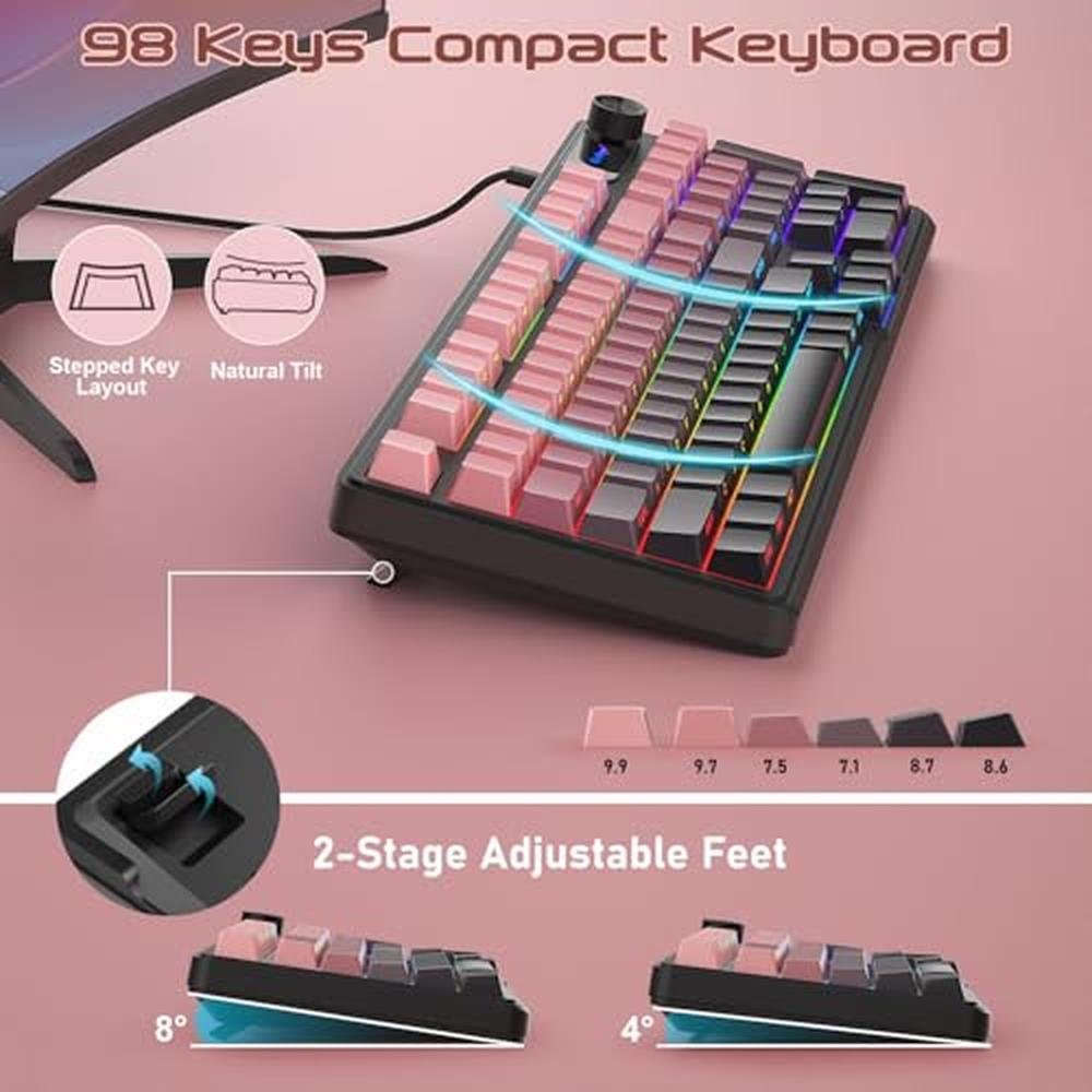Keyboard BlueFinger: BlueFinger RGB Gaming Keyboard 98 Keys – Close-up Detail