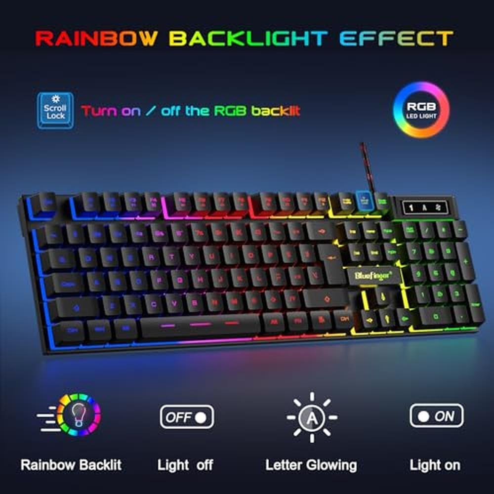 Gaming Keyboard: BlueFinger RGB Gaming Keyboard and Backlit – Side View