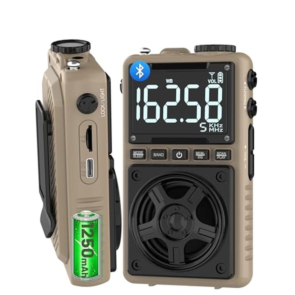 Radio Bluetooth: Portable Pocket Radio with NOAA Weather – Front View