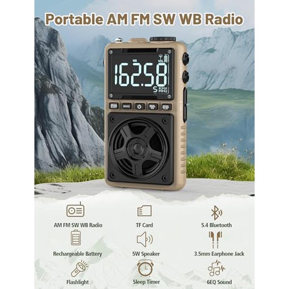 Radio Bluetooth: Portable Pocket Radio with NOAA Weather – Side View