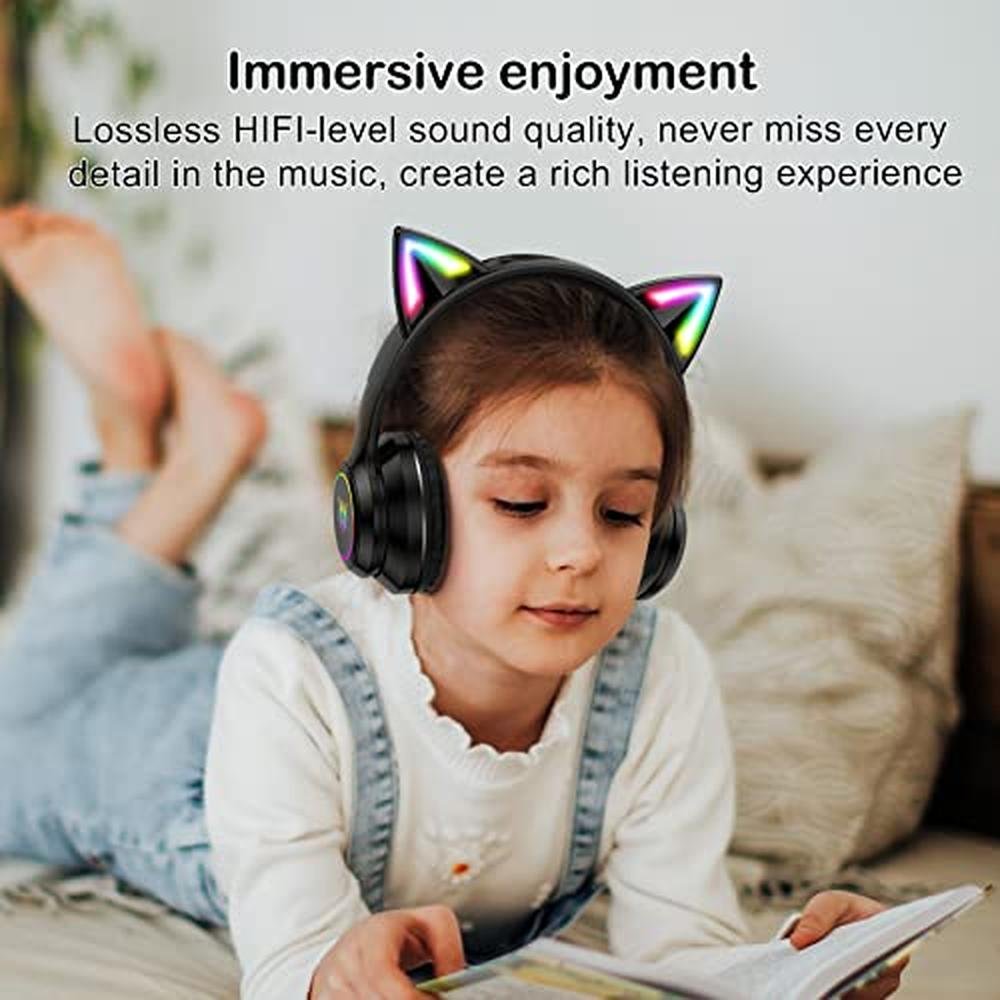 Bluetooth Cat Ear Headphones for Kids & Adults – Side View