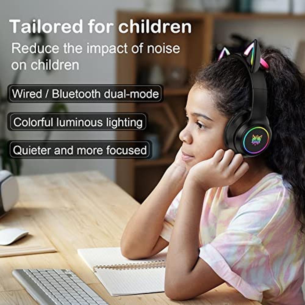 Bluetooth Cat Ear Headphones for Kids & Adults – Close-up Detail