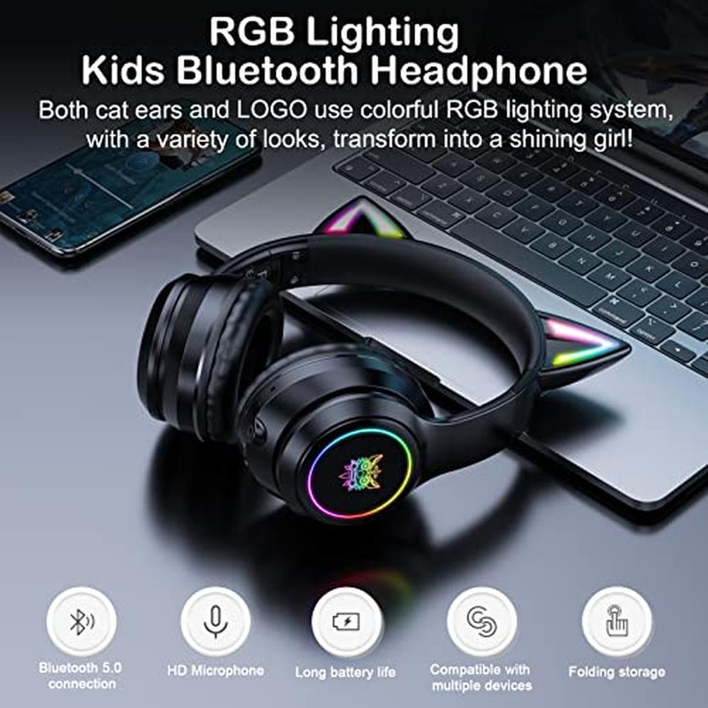 Bluetooth Cat Ear Headphones for Kids & Adults – In Use