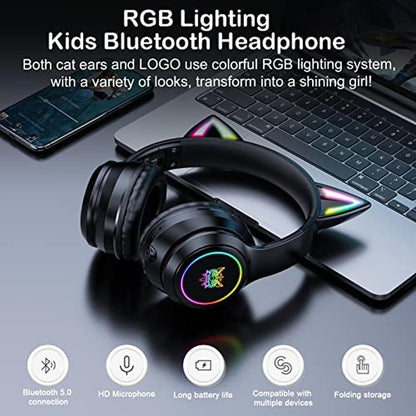 Bluetooth Cat Ear Headphones for Kids & Adults – In Use