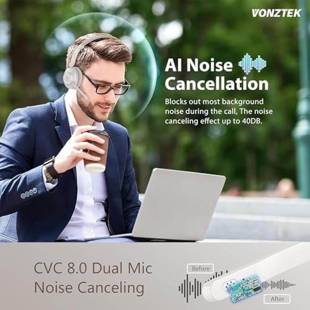 Wireless Headset QCC 5.2 Bluetooth Headset with Microphone – Side View