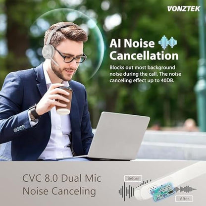Wireless Headset QCC 5.2 Bluetooth Headset with Microphone – Side View