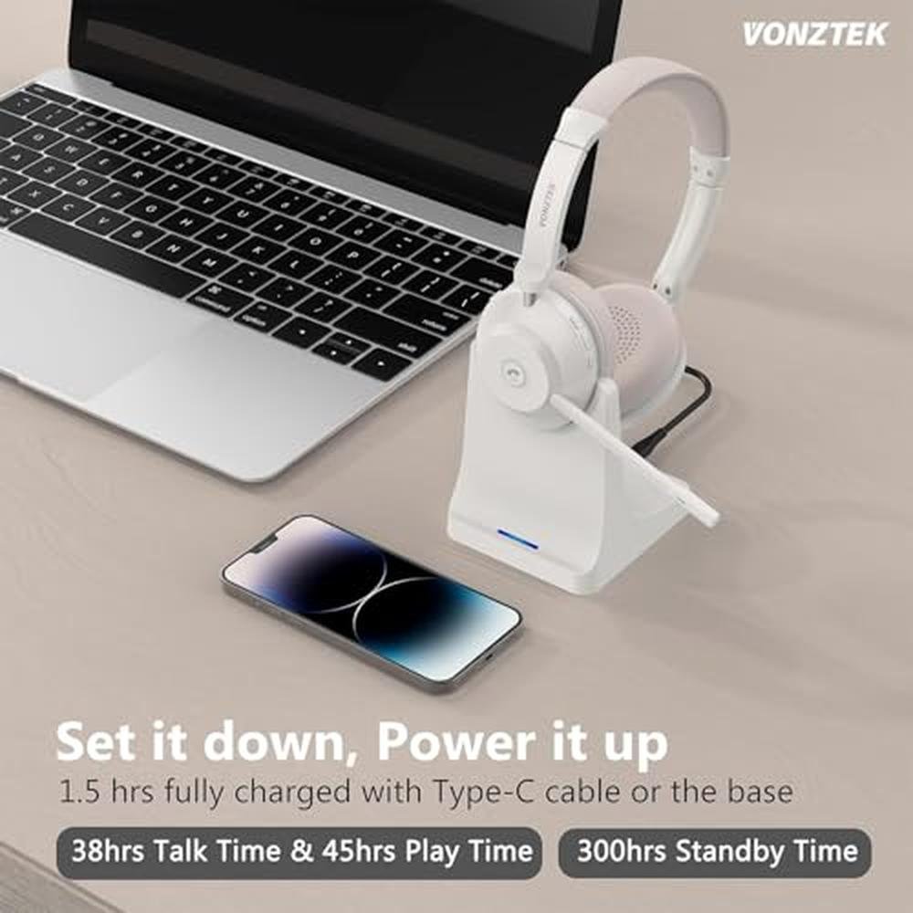 Wireless Headset QCC 5.2 Bluetooth Headset with Microphone – In Use