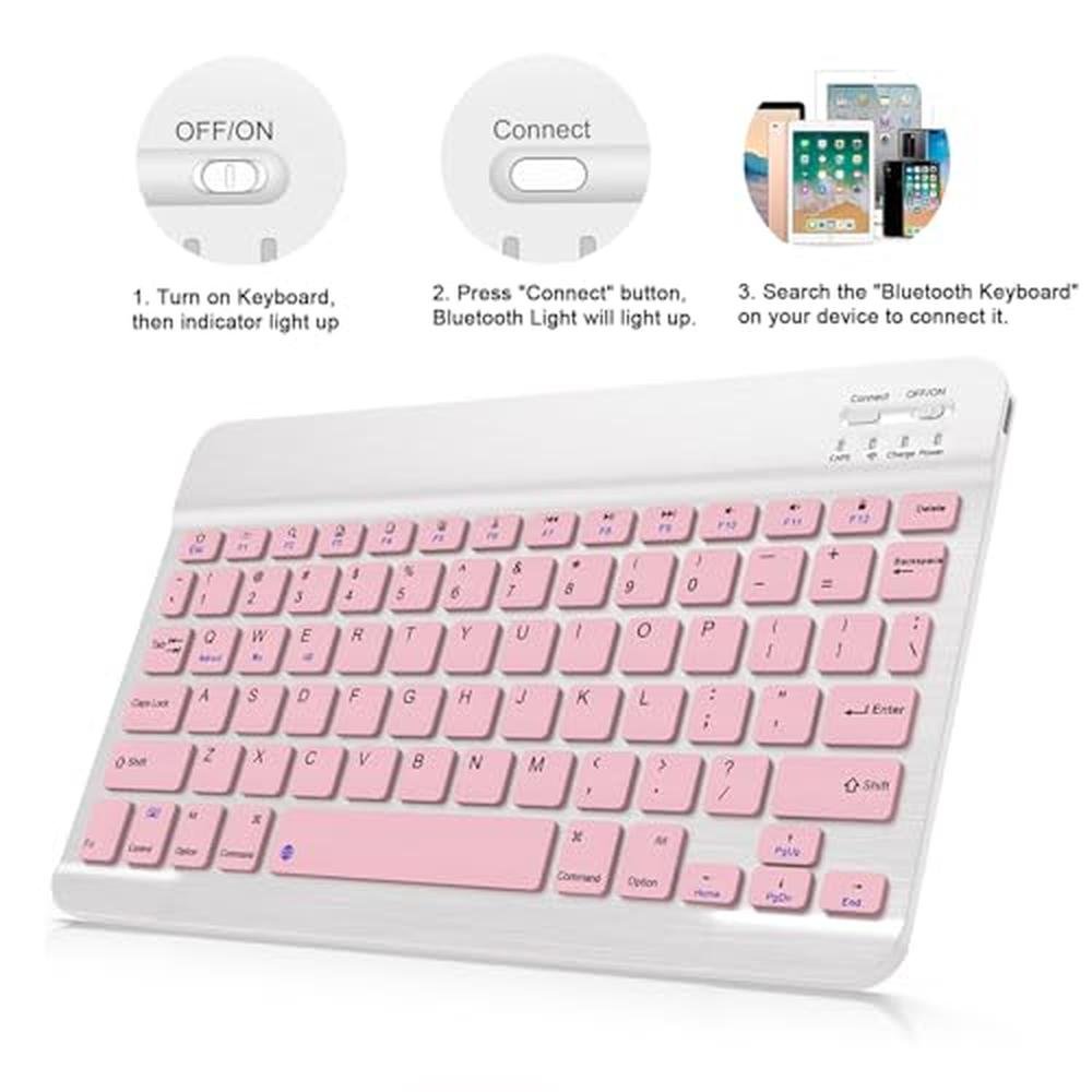 Wireless Keyboard iPad: Bluetooth Rechargeable Portable – Side View