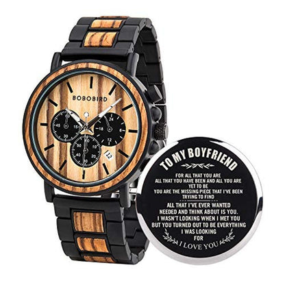 BOBO BIRD Mens Personalized Wooden Watch – Front View