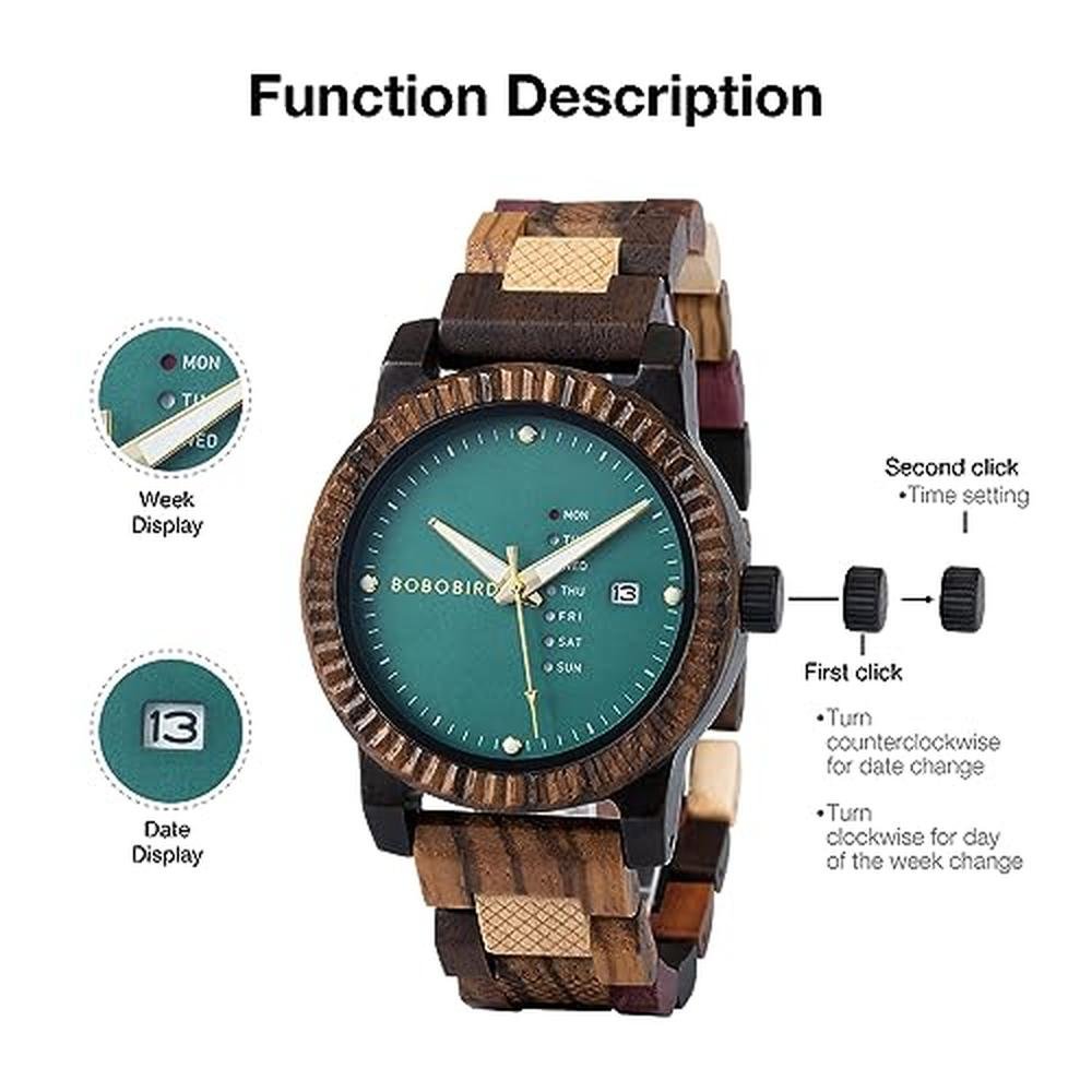 Watch Bobo: BOBO BIRD Mens Wooden Watch Analog Quartz with – Side View