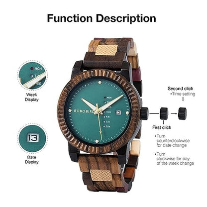 Watch Bobo: BOBO BIRD Mens Wooden Watch Analog Quartz with – Side View